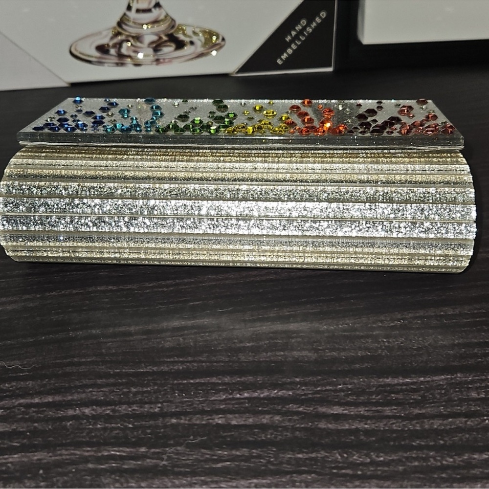 KURT GEIGER LONDON Crystals Acrylic /leather clutch/Crossbody - Picture 7 of 8